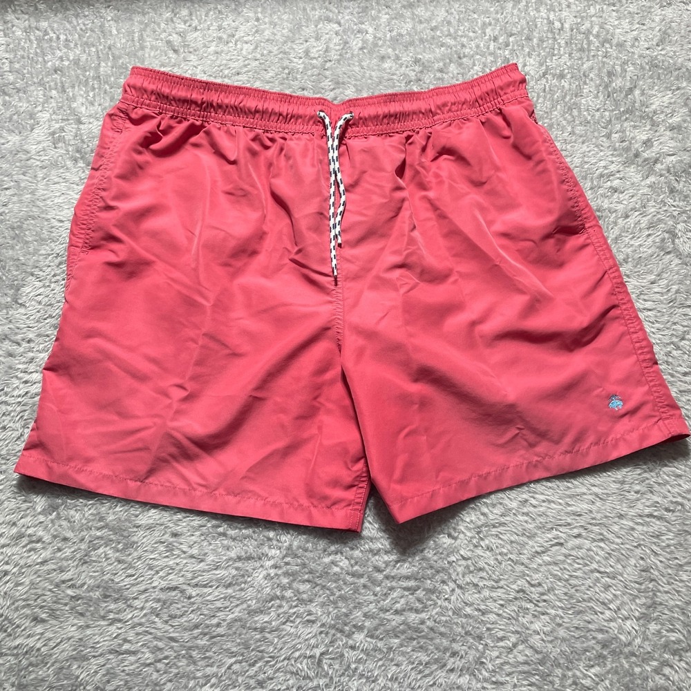 Brooks Brothers Swim Trunks Men XL Pink Solid Mesh Lined Quick Dry